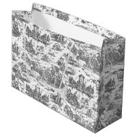 Vintage French Chariot of Dawn Toile de Jouy-Gray