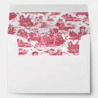 Vintage French Chariot of Dawn Toile de Jouy-Red