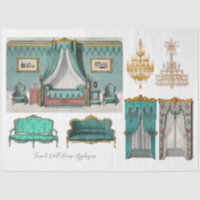 Vintage French Chateau Mint Doll House Decoupage