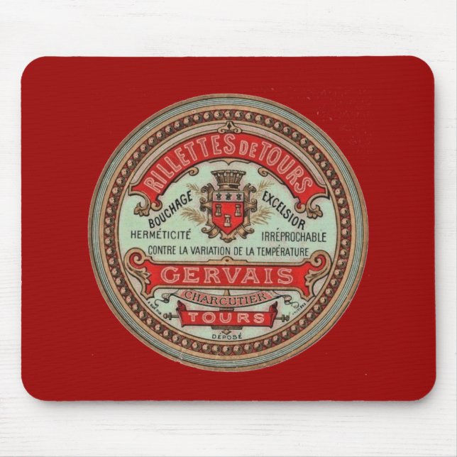 Vintage French Cheese Label Mouse Mat (Front)