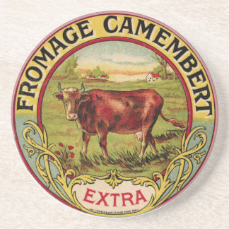 Vintage French Cheese with Dairy Cow Coaster