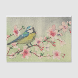 Vintage French Cherry Blossom  Titmouse Decoupage Tissue Paper
