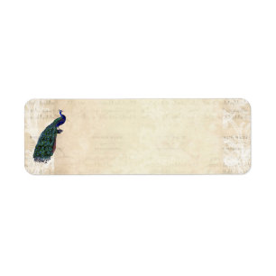 Vintage French Chic Blue Peacock Address Label