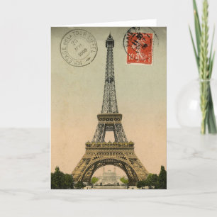 Vintage French Chic Eiffel Tower Paris Postcard