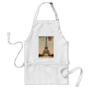 Vintage French Chic Eiffel Tower Paris Postcard Standard Apron