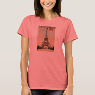 Vintage French Chic Eiffel Tower Paris Postcard T-Shirt