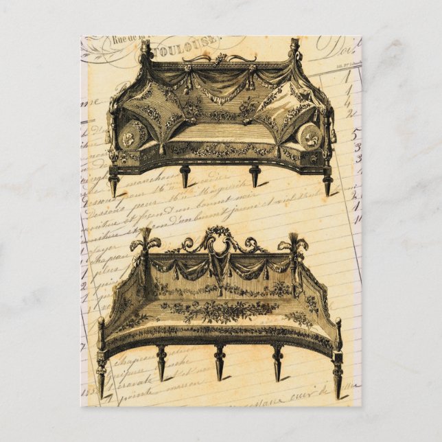 Vintage French Chic Furniture settees Postcard (Front)