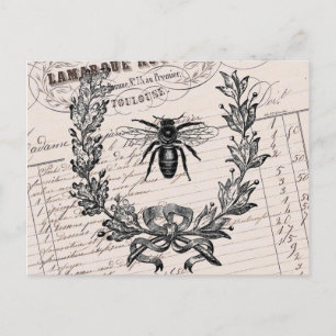 Vintage French Chic Honey Bee Postcard