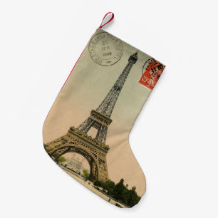 Vintage French Chic Paris Eiffel Tower Small Christmas Stocking