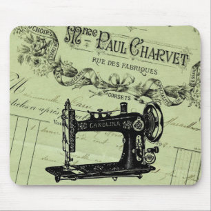 Vintage French Chic Sewing machine Mouse Mat