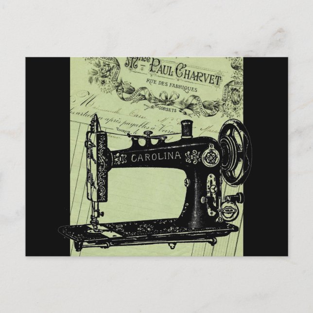 Vintage French Chic Sewing machine Postcard (Front)