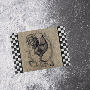 Vintage French Chicken on Chequerboard  Cutting Board