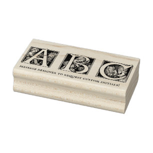 Vintage French Child Alphabet Custom Initials Rubber Stamp