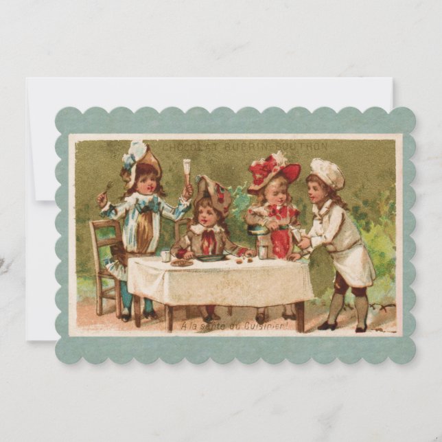 Vintage French Children Afternoon Tea Invitation (Front)