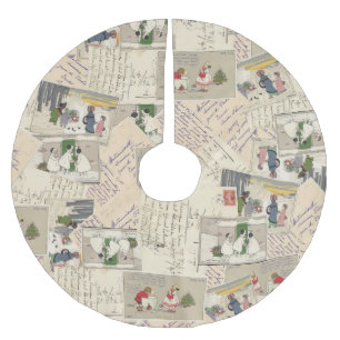 Vintage French Children Christmas Tree Skirt