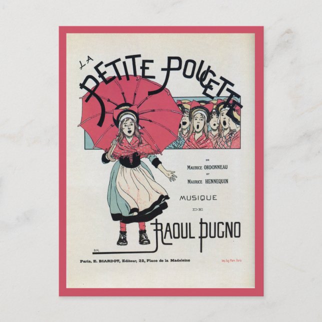 Vintage French children's musical poster Postcard (Front)
