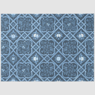 Vintage French Chinoiserie Blue Floral Decoupage Tissue Paper