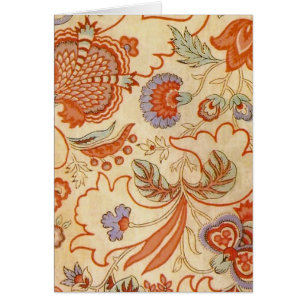 Vintage French Chintz Floral Antique Terracotta