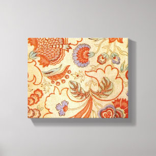 Vintage French Chintz Floral Antique Terracotta Canvas Print