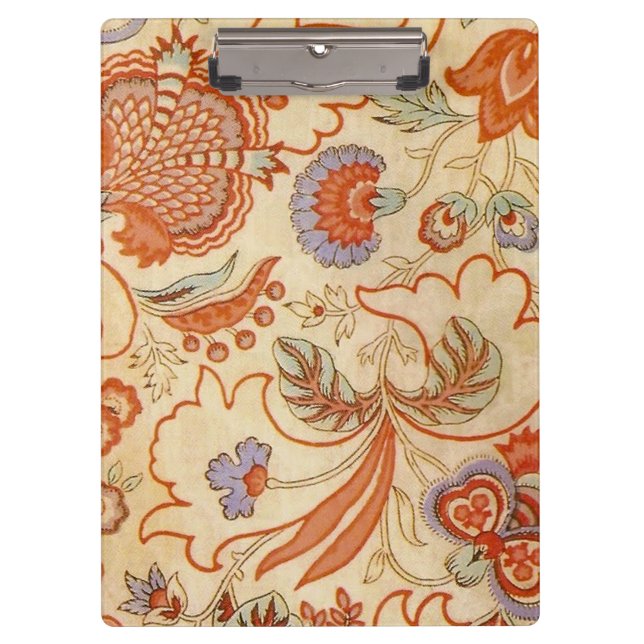Vintage French Chintz Floral Antique Terracotta Clipboard (Front)