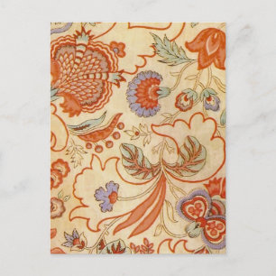 Vintage French Chintz Floral Antique Terracotta Postcard