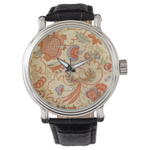 Vintage French Chintz Floral Antique Terracotta Watch