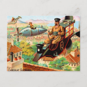 Vintage French Chocolat Suchard Flying Machines Postcard