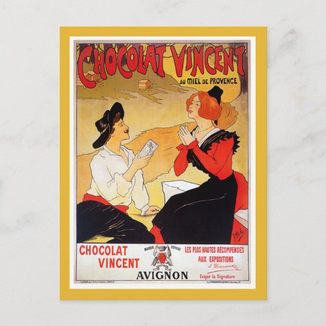 Vintage French chocolate advertising Postcard (Front)