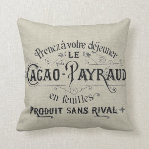 Vintage French Chocolate Linen Cushion