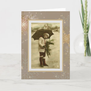 Vintage French Christmas Child Holiday Card
