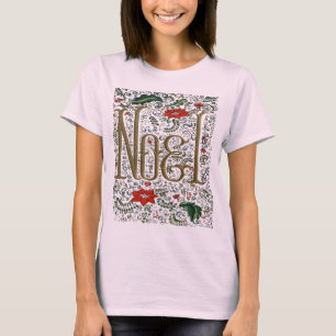 vintage french christmas poinsettia joyeux noel T-Shirt