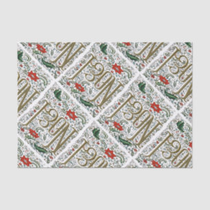 vintage french christmas poinsettia joyeux noel tissue paper