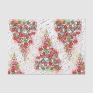 Vintage French  Christmas Tree (Watercolor) Tissue Paper