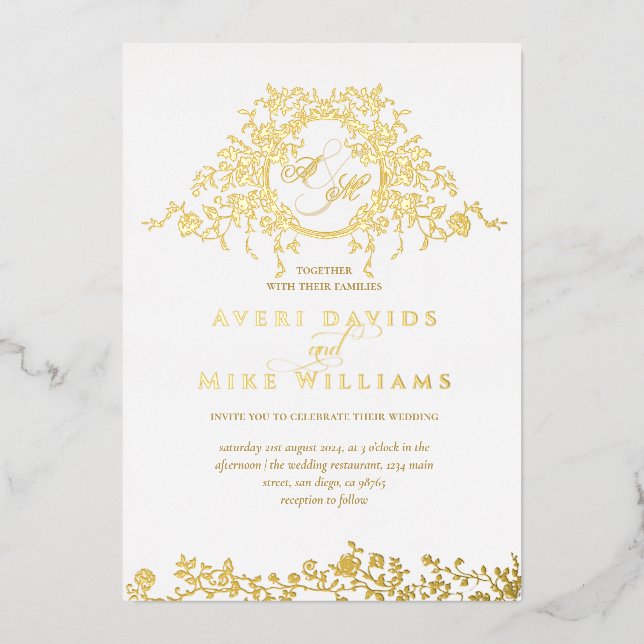 Vintage French Classic Elegant Gold Floral Wedding (Front)