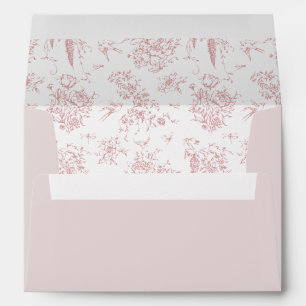 Vintage French Classic Elegant Pink Floral Wedding Envelope