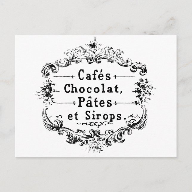 Vintage French Coffee & Chocolate Label Postcard (Front)