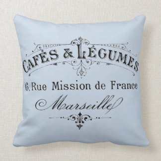 Vintage French Coffee & Vegetables Ad Cushion