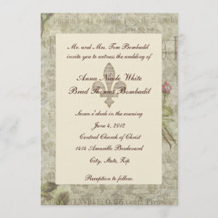 Vintage French Collage Wedding Invitation