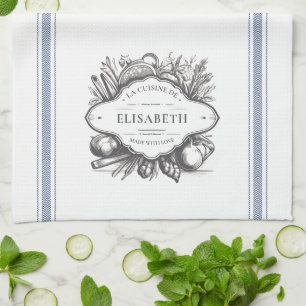 Vintage French Cooking Personal Custom Name Tea Towel