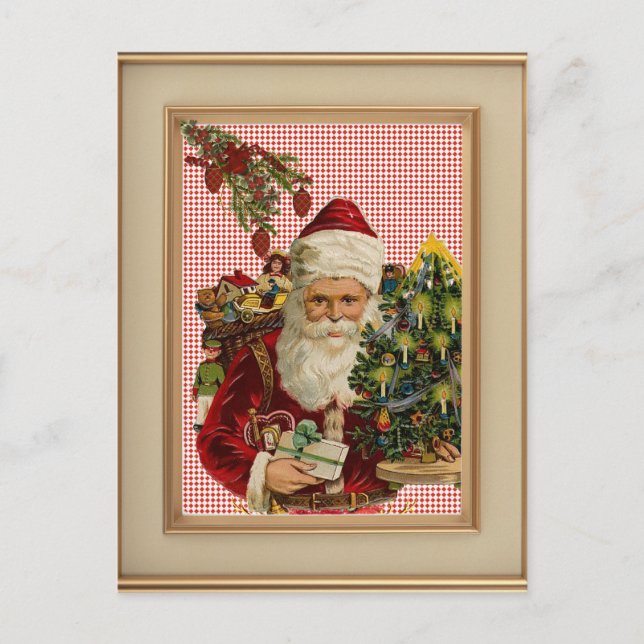 Vintage French Cottage Country Christmas Postcard (Front)