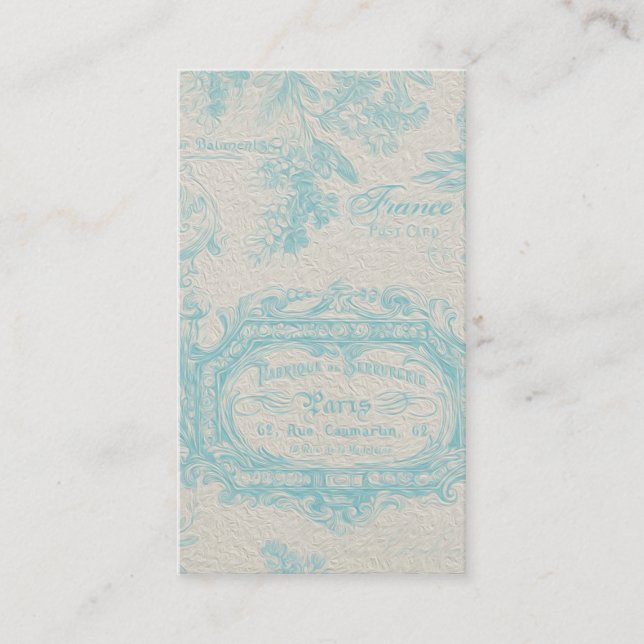 Vintage French Country Blue Painting Business Card (Front)