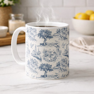 Vintage French Country "Blue Toile de Jouy " Coffee Mug