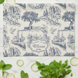 Vintage French Country "Blue Toile de Jouy " Tea Towel