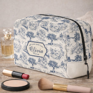 Vintage French Country Blue Toile Personalised Dopp Kit