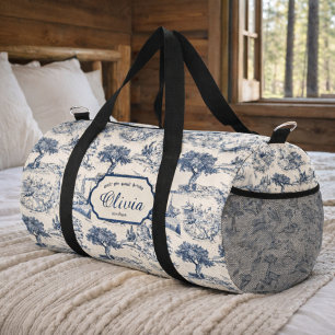 Vintage French Country Blue Toile Personalised Duffle Bag