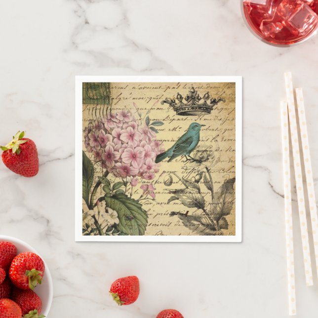 Vintage French Country Botanical Paris Tea Party Napkin (Insitu)