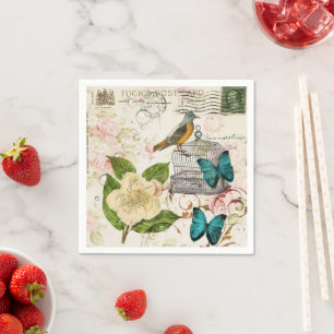Vintage French Country Botanical Paris Tea Party Napkin