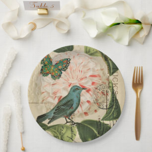 Vintage French Country Botanical Paris Tea Party Paper Plate