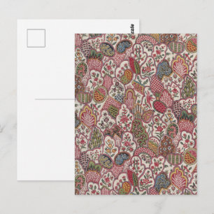 Vintage French Country Floral Bird Chintz Art Postcard