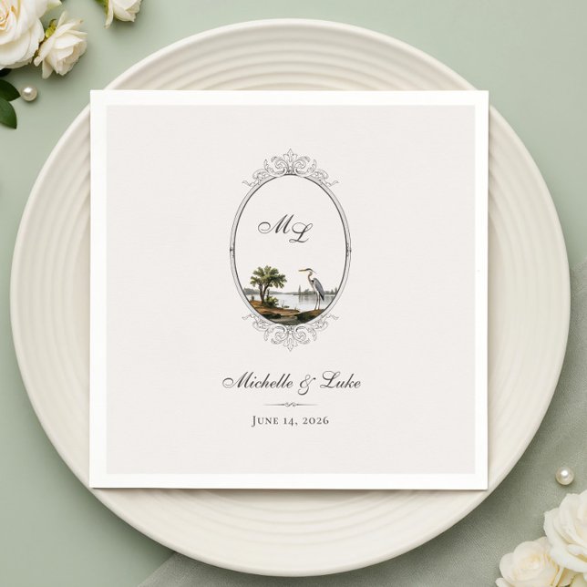 Vintage French Country Monogram Wedding Napkin (Creator Uploaded)